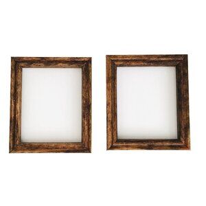 2 Vintage Dollhouse Miniature Frames Artisan Handmade Dark Wood Mini Framing